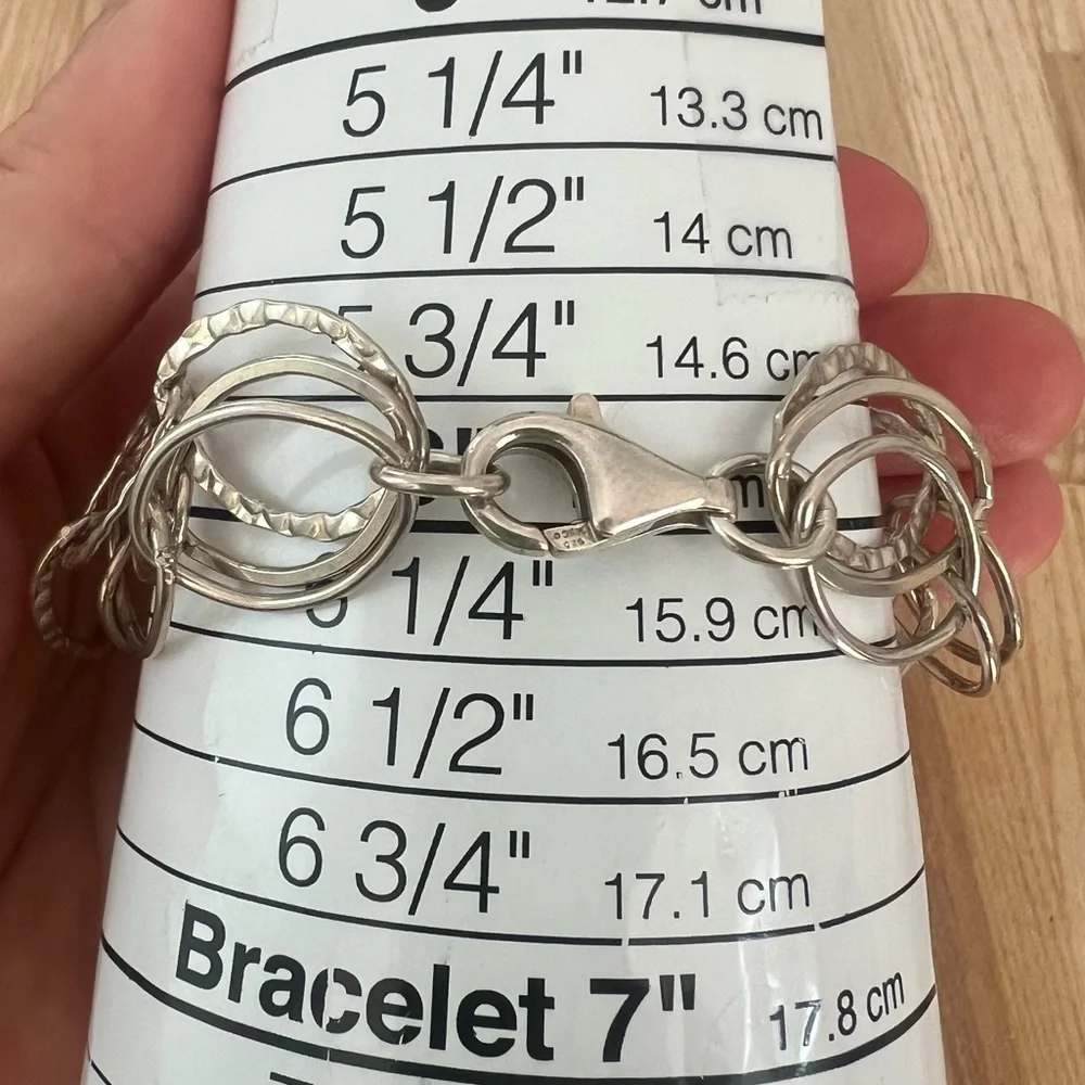 MSCO 925 Sterling silver three strand linked chain bracelet